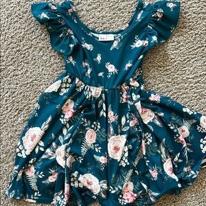Dot Dot Smile Green and Blue Pleated Ruffled Sundress